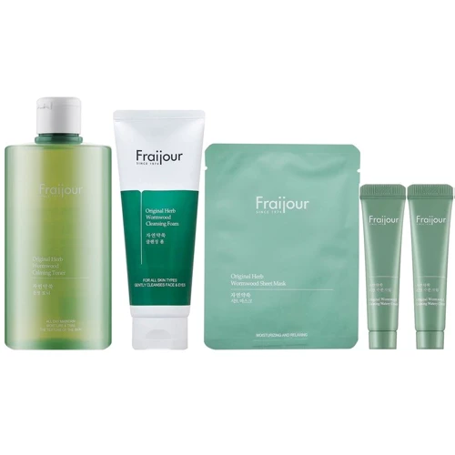

Fraijour Original Herb Wormwood Calming Watery пенка 150ml + тонер 500ml + маска + крем 3х10ml Набор комплексный для проблемной кожи с центелой и полынью