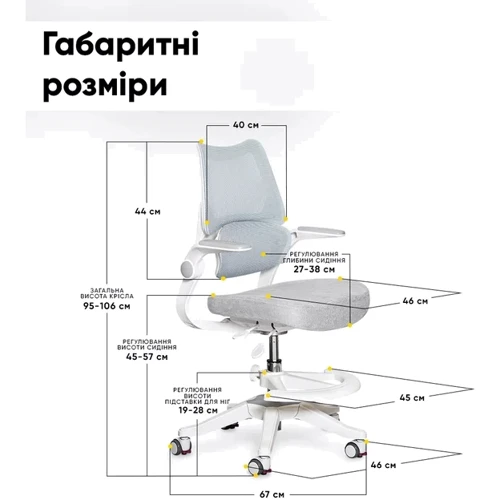 Детское кресло Mealux Fantasy Air DB (арт.Y-608 DB): Регулировка Высоты сиденья, Глубины сиденья
