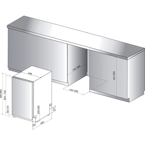 Встраиваемая посудомоечная машина Whirlpool WSIC 3M17: Цвет нержавеющая сталь