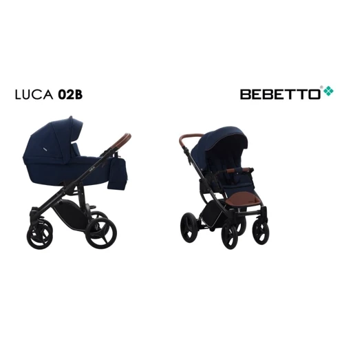 Универсальная коляска 2 в 1 Bebetto LUCA (02) темно-синий (черная рама) (503.20.18.B02)