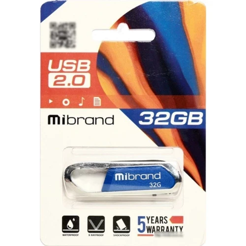 USB-флешка Mibrand 32GB Aligator USB 2.0 Blue (MI2.0/AL32U7U): Стандарт USB USB 2.0