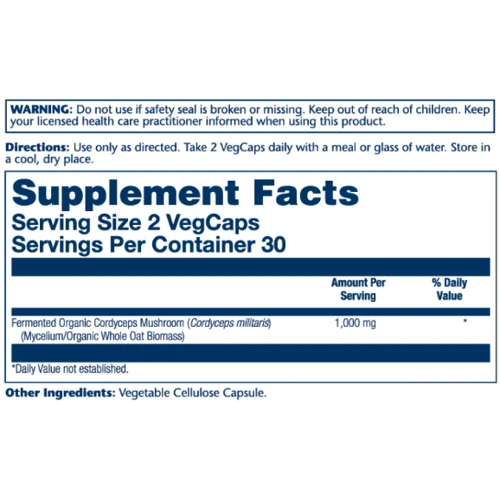 Solaray Org Grown Fermented Cordyceps Кордіцепс 1000 мг 60 капсул: Форма випуску Капсулы