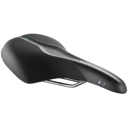 Сідло Selle Royal SCIENTIA R2 Relaxed, 3D skingel, оббивка Black gummy / Black mokka, 289х196мм, 485г, рейли сталь + Curva suspension, unisex, чорне