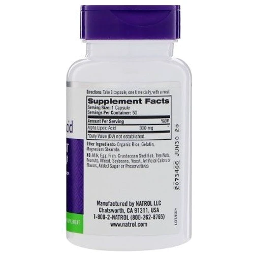 Natrol Alpha Lipoic Acid 300 mg 50 Caps Альфа-липоевая кислота: Тип Альфа-липоевая кислота