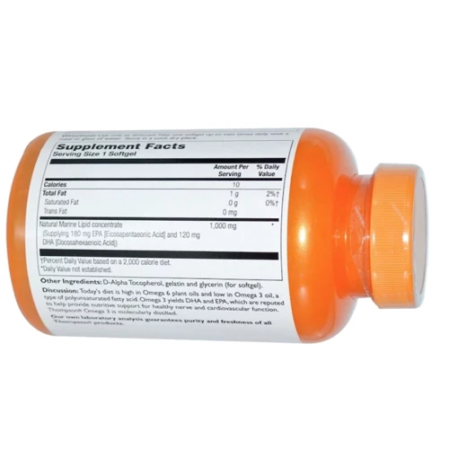 Thompson Omega 3, 1000 mg, 100 Softgels (THO-19320): Тип Омега 3