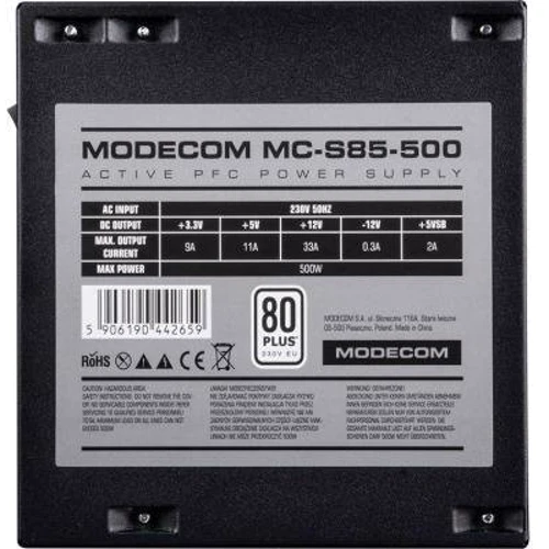 Блок питания Modecom MC-S85-500 Bulk (ZAS-MC85-CL-500-ATX-APFC): Форм-фактор ATX
