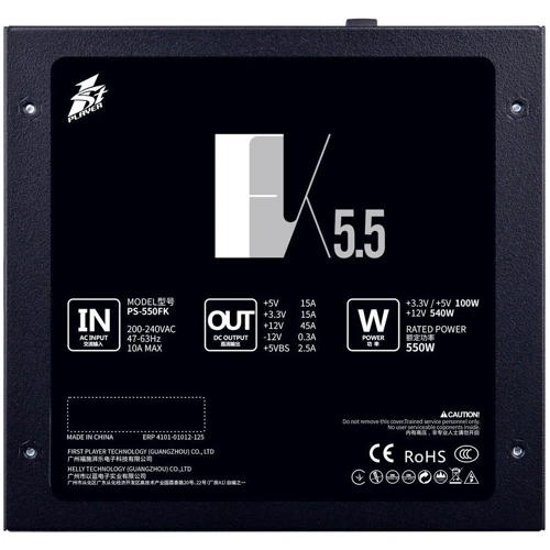 Блок питания 1stPlayer 550W (PS-550FK): КПД, % 85