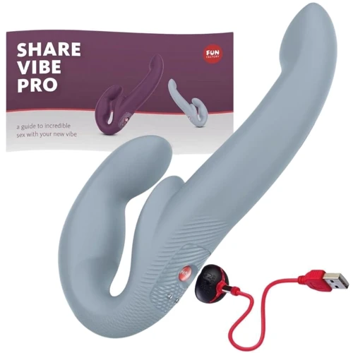 Безремневой страпон с вибрацией Fun Factory SHARE VIBE PRO cool grey