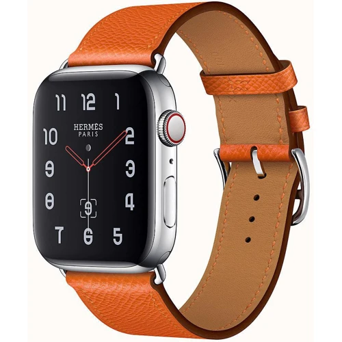 Apple Watch Series 4 Hermes 44mm GPS+LTE Stainless Steel Case with Feu Epsom Leather Single Tour (H077053CJ9J)