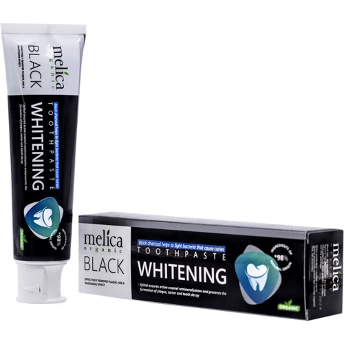 Melica Organic Toothpaste Whitening Black 100 ml Зубная паста с черным древесным углем: Назначение Отбеливание, Очищение
