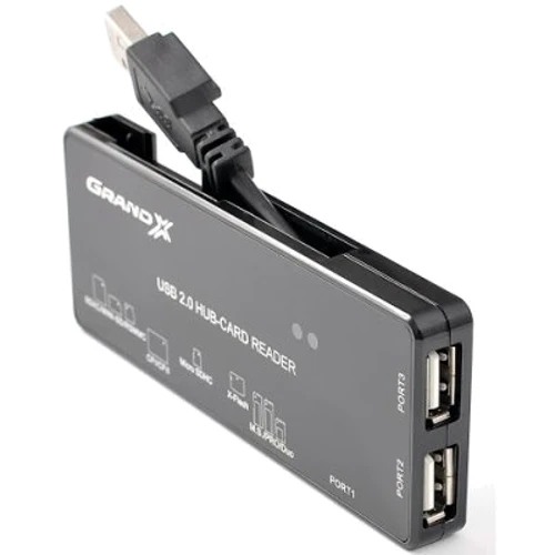 Аксессуар для ноутбуков USB хаб + мультикартридер + 1,2m USB cable Grand-X (GHC-301) фото 3