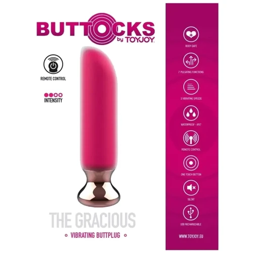 Анальная вибропробка Toy Joy Gracious Buttplug (фуксия)