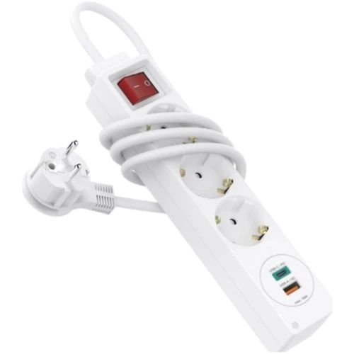 Мережевий фільтр Hama 3x Тип F 3x1.5мм кв, 16A USB-C/USB-A PD/QC 1.4 м білий (00133757): Тип Сетевые фильтры