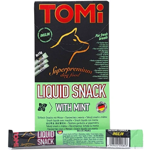 Жидкое лакомство TOMi Liquid Snack Mint&Inulin для собак с мятой и инулином 15 г