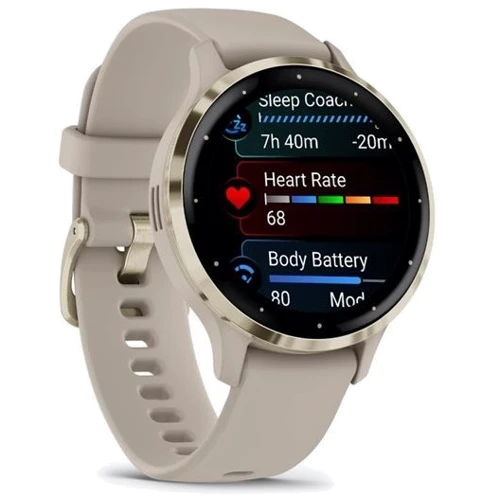 Смарт-часы Garmin Venu 3S Soft Gold Stainless Steel Bezel with French Grey Case and Silicone Band (010-02785-02): Время работы до 14 дней