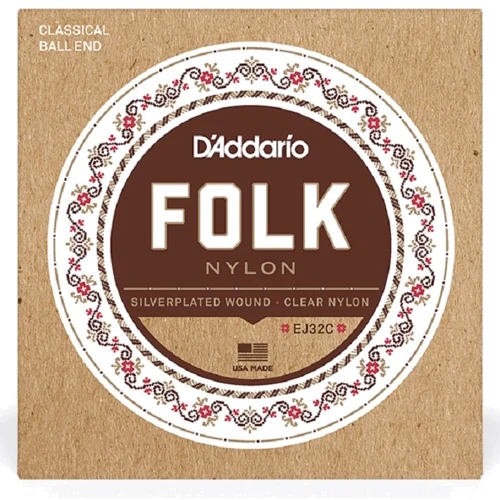 Струна для гитар Комплект струн D'addario EJ32C Folk Nylon Ball End Silver Wound / Clear Treble