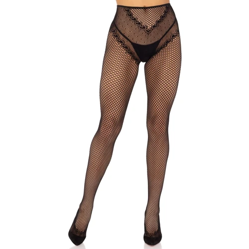 Колготки Leg Avenue Crotchless Net Tights with Heart Backseam Black One Size