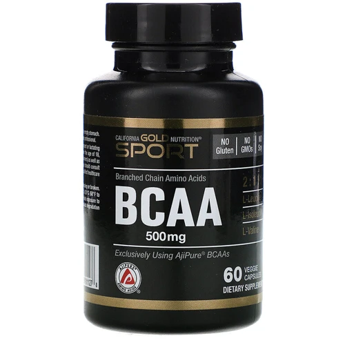 California Gold Nutrition BCAA, AjiPure Branched Chain Amino Acids, 500 mg, 60 Veggie Capsules (CGN-01127)