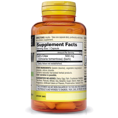 Mason Natural Cat's Claw 500 mg Котячий кіготь 60 капсул: Форма випуску Капсулы
