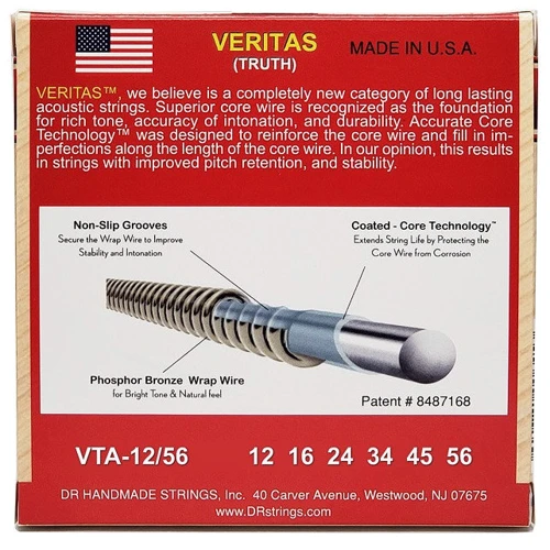 Струна для гитар Струны для акустической гитары DR VTA-12/56: Назначение Для акустической гитары