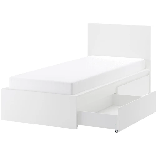 Каркас кровати с 2 корзинами ІКЕА MALM 90х200 см белый (690.327.20)