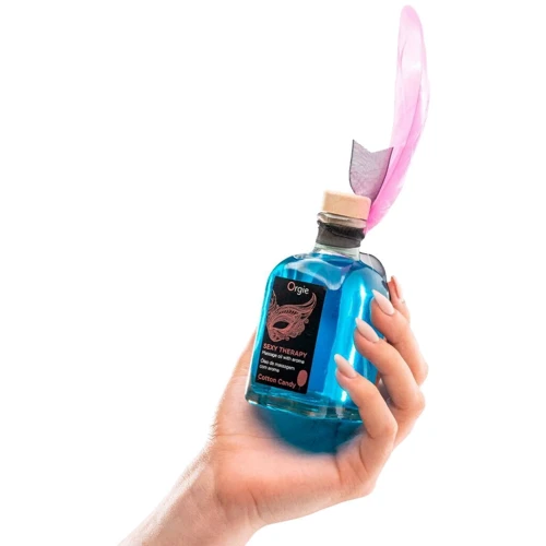 Набор для массажа Orgie – Sexy Therapy Cotton Candy (100 мл), съедобное разогревающее масло + перышко