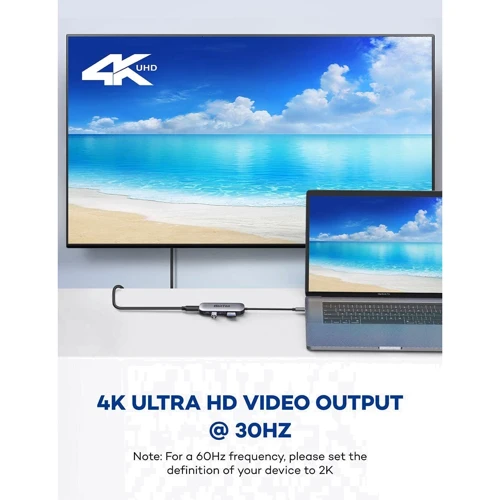 Адаптер HooToo USB-C to USB-C 100W + HDMI + 3xUSB 3.0 + SD Space Grey (HT-UC010) фото 5