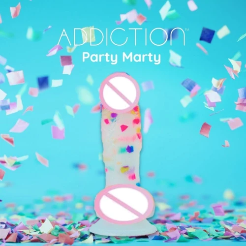 Фаллоимитатор с конфетти ADDICTION - PARTY MARTY - 7.5" - FROST & CONFETTI