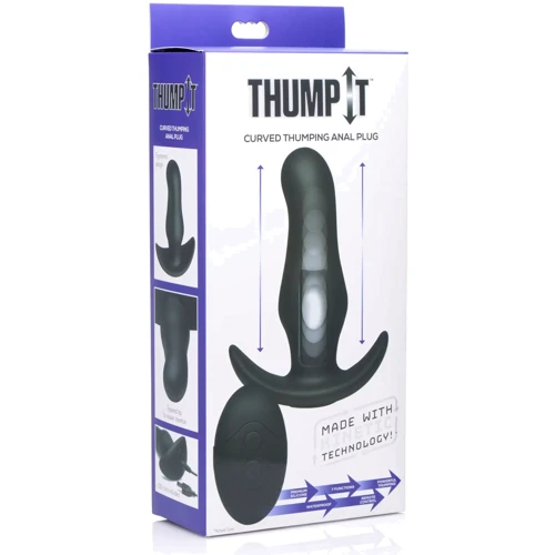 Анальний корок з поштовхами ThumpIt Curved Thumping Anal Plug