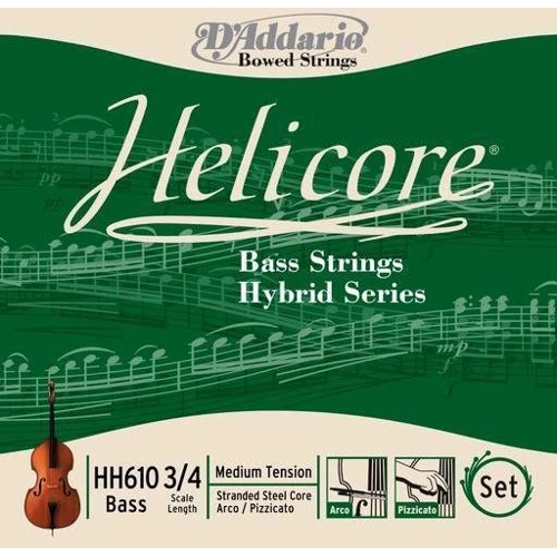 Струни D`ADDARIO HH610 3 / 4M Helicore Hybrid 3 / 4M: Призначення Для контрабаса