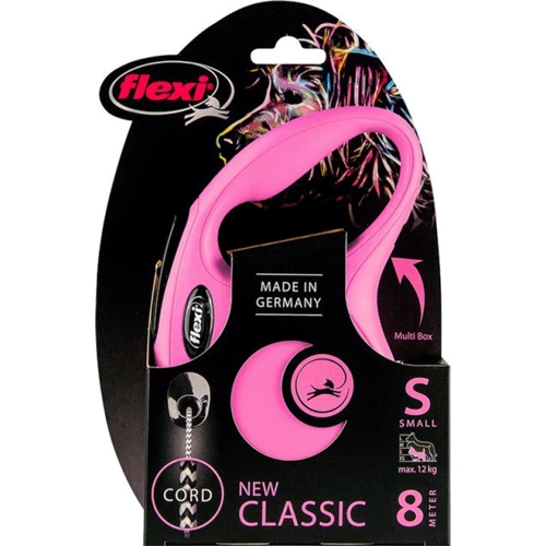 Поводок-рулетка Flexi New Classic S до 12 кг 8 м рожевий (4000498022733): Тип шнура трос
