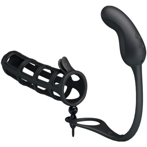 Насадка на член со стимулятором простаты LYBAILE Pretty Love Hercules Penis Sheath Black