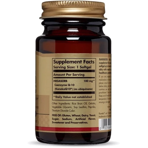 Solgar Megasorb CoQ-10 Солгар Коензим Q10, доповнений, CoQ-10 100 mg 30 капсул: Тип Коензим