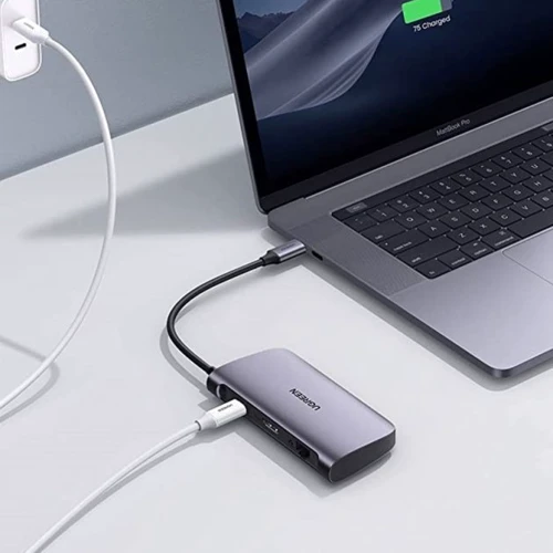 Адаптер Ugreen Adapter CM212 USB-C to USB-C+2хUSB 3.0+HDMI+RJ45+SD Gray (50852) фото 6
