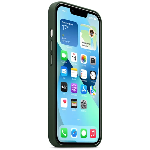 Чехол для iPhone Apple Leather Case with MagSafe Sequoia Green (MM173) for iPhone 13 фото 6