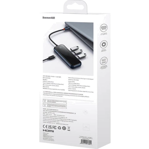 Адаптер Baseus Adapter AcmeJoy USB-C to 3xUSB3.0+USB-C Dark Grey (WKJZ010013) фото 9