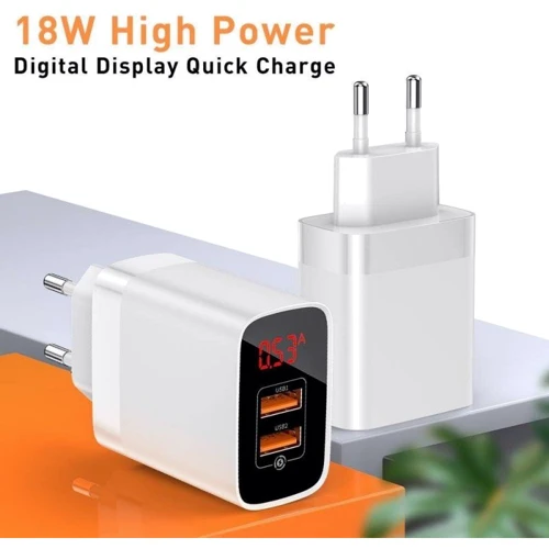 Зарядное устройство Baseus USB Wall Charger 2xUSB Mirror Lake Display Quick Charge 18W White (CCJMHA-A02): Тип сетевое
