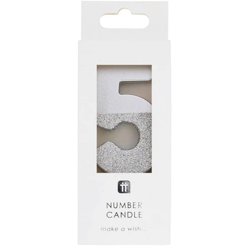 Сервировка стола Свечка-номер 5 Talking Tables Серебрянного цвета 1 шт (BDAY-CANDLE-SLV-5) фото 2