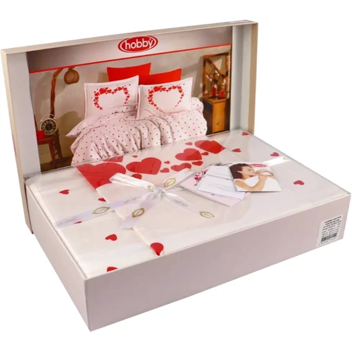 Комплект постільної білизни HOBBY Exclusive Sateen AMORE поплін євро (179509): Матеріал поплин