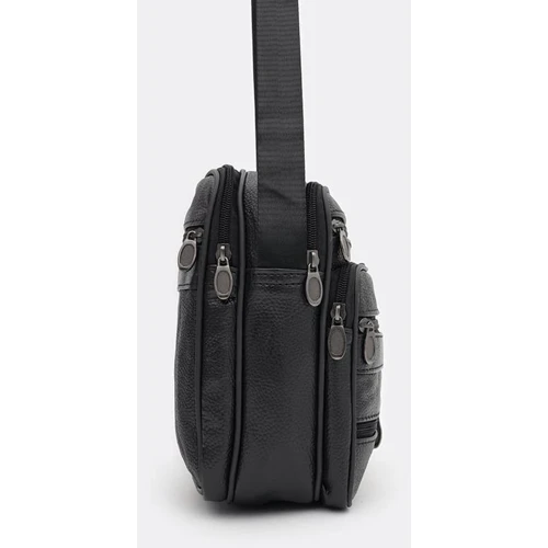 Мужская сумка через плечо Borsa Leather черная (K16687-3-black): Фактура Матовая, Зернистая