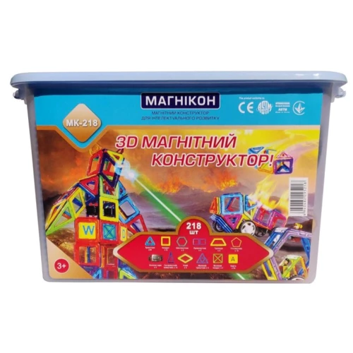 Магнитный конструктор Магнікон, 218 деталей Plastic box (MK-218) фото 7