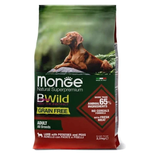 Сухой корм беззерновой Monge Dog Bwild Grain Free для собак с ягненком 2.5 кг (70011723): Вес упаковки 2.5 кг