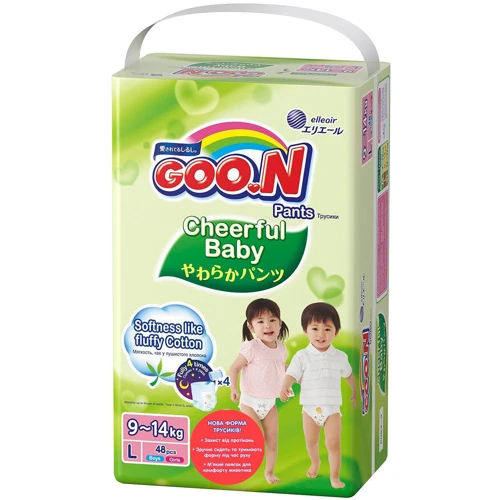 Трусики-подгузники Goo.N CHEERFUL BABY для детей (размер L, унисекс, 48 шт) (843285)