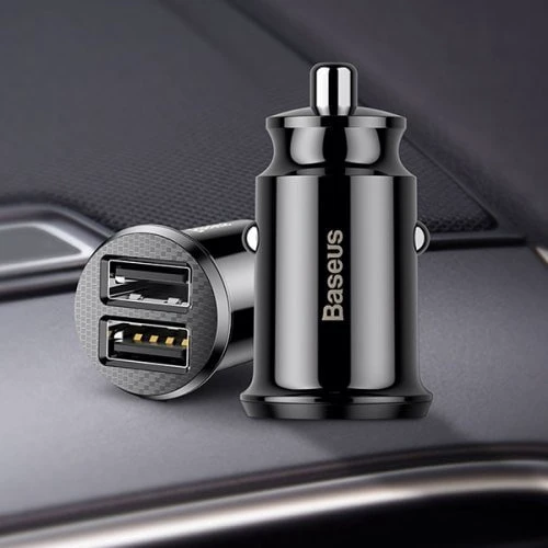 Зарядное устройство Baseus USB Car Charger 2xUSB Grain Mini 3.1A Black (CALL-ML-01): Сила тока 2.4А и более