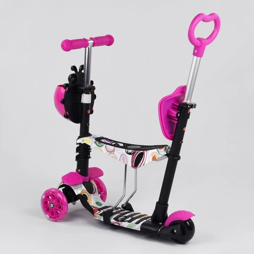 Самокат детский 5в1 с PU колесами и подсветкой Best Scooter Black/Pink (100055): Материал колес полиуретан