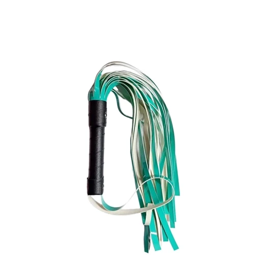 Флоггер из искусственной лакированной кожи Flirty ECO Varnish Leather - Black & Aquamarine, BL-00048
