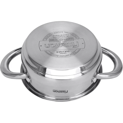 Кастрюля Fissman GULLIVER 14x7 см, 1.1 л со вставкой-пароваркой 14x6.5 см (5428): Тип источника тепла Электрические плиты, Индукционные плиты, Газовые плиты, Все виды плит