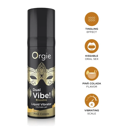 Жидкий вибратор Orgie Dual Vibe! Pina Colada Kissable Liquid Vibrator, 15 мл
