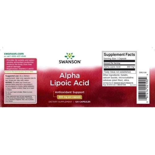 Swanson Alpha Lipoic Acid 300 mg Альфа-ліпоєва кислота 120 капсул: Вид ферментні