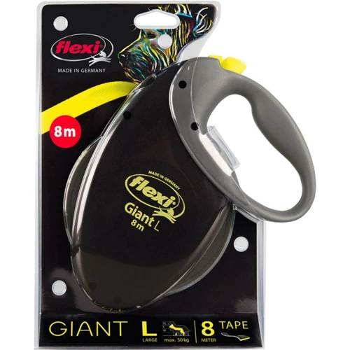 Поводок-рулетка Flexi Giant Neon L до 50 кг 8 м черный (4000498015568): Тип шнура Лента